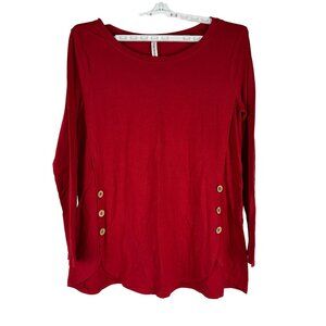 Zenana Premium Red Long Sleeve Button Accent Tunic Top Plus Size 2X Knit